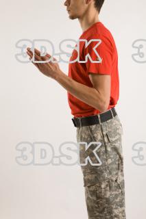 Arm flexing reference of body red shirt army jeans brown…